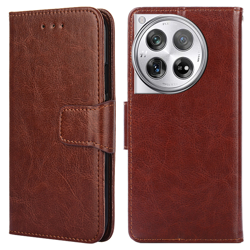 Phone Wallet Cover for OnePlus 12 5G Leather Case with Viewing Stand - Brown Phone Wallet Cover for OnePlus 12 5G Leather Case with Viewing Stand - Brown
